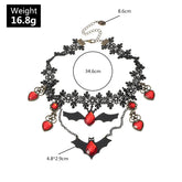 Bat Halloween Necklace With Lace
